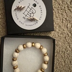 Bourbon and Bowties Gold and Cream Jewelry Set